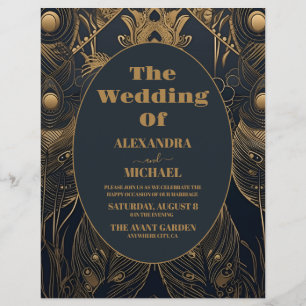Flyer Boda de Peacocks Art Deco Elegante Presupuestario