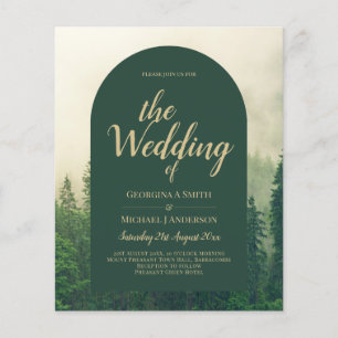 Flyer Boda de Pinos Árboles Ecológicos Misty Green Fores