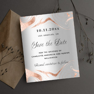 Flyer Boda de plata rosa de presupuesto de oro salva la