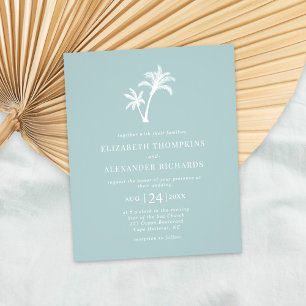 Flyer Boda de Playa de Vidrio Tropical Palm Tree Presupu