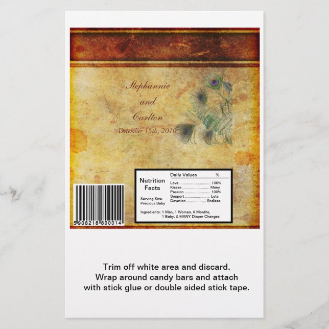 Flyer Boda de plumas de pavo real Envoltura de barra de  (Frente)