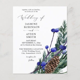 Flyer Boda de Presupuesto Bayas Azules de Invierno y Ver