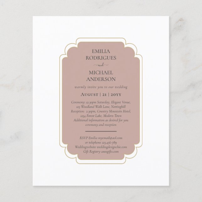 Flyer Boda de presupuesto bilingüe de la Boda española (Frente)