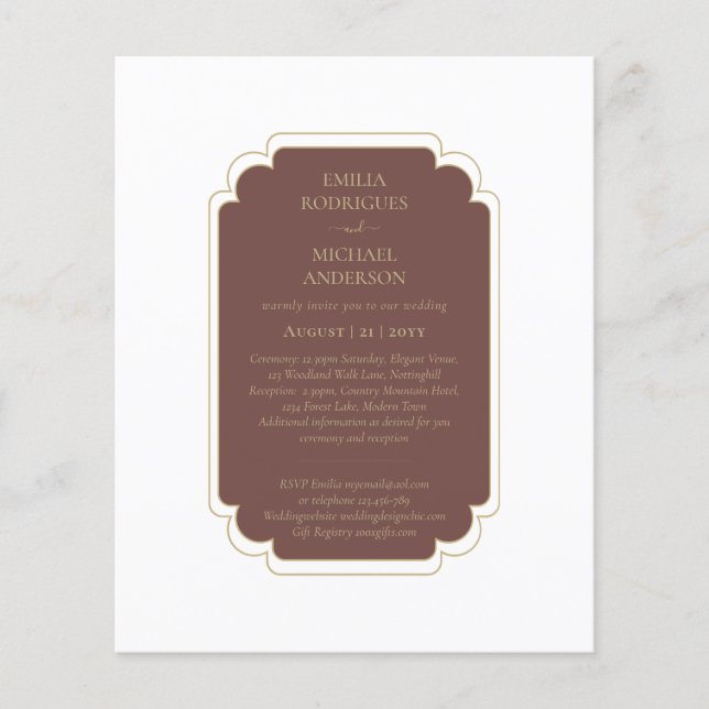 Flyer Boda de presupuesto bilingüe de la Boda española (Frente)