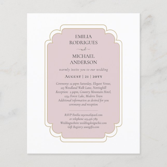 Flyer Boda de presupuesto bilingüe de la Boda española (Frente)