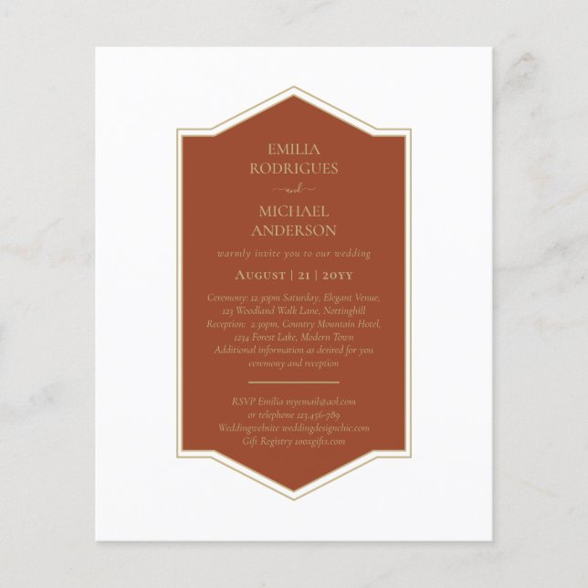 Flyer Boda de presupuesto bilingüe de la Boda española (Frente)