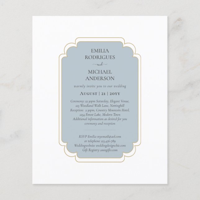 Flyer Boda de presupuesto bilingüe de la Boda española (Frente)
