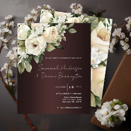 Flyer Boda de Presupuesto Borgoña y Rose Bouquet Boho