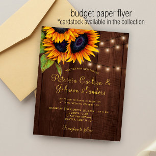 Flyer Boda de presupuesto de flor de girasol rústico
