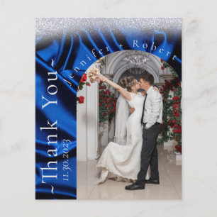 Flyer Boda de presupuesto de la Marina purpurina Gracias