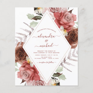 Flyer Boda de presupuesto Foto Terracotta Floral Otoño