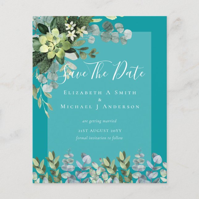 Flyer BODA DE PRESUPUESTO GUARDAR FECHAS - Eucalipto VER (Frente)