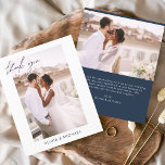 Flyer Boda de presupuesto, Navy Blue Photo You Cards<br><div class="desc">Boda de presupuesto Gracias Tarjetas que tienen una foto en el frente y en la parte de atrás. Las tarjetas de agradecimiento contienen una moderna tipografía de escritura cursiva con letras a mano que son elegantes, simples y modernas para usar después de la minimalista celebración del día de la boda....</div>