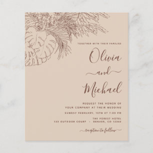 Flyer Boda de presupuesto Pampas Grass Terracotta Sketch