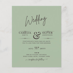 Flyer BODA DE PRESUPUESTO Sage Apple Green Monocrome Tex
