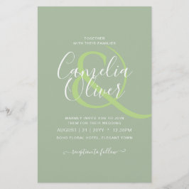 Flyer BODA DE PRESUPUESTO Sage Apple Green Monocrome Tex