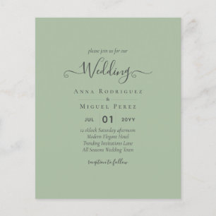 Flyer BODA DE PRESUPUESTO Sage Apple Green Monocrome Tex