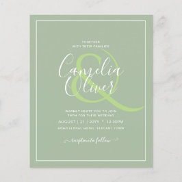 Flyer BODA DE PRESUPUESTO Sage Apple Green Monocrome Tex