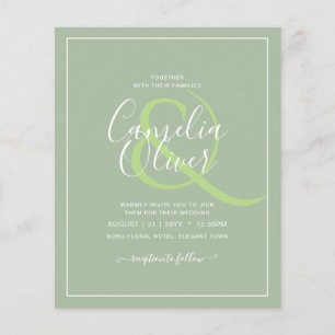 Flyer BODA DE PRESUPUESTO Sage Apple Green Monocrome Tex