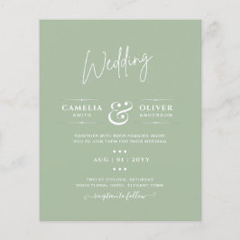 Flyer BODA DE PRESUPUESTO Sage Apple Green Monocrome Tex