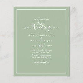 Flyer BODA DE PRESUPUESTO Sage Apple Green Monocrome Tex