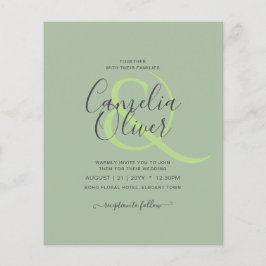 Flyer BODA DE PRESUPUESTO Sage Apple Green Monocrome Tex