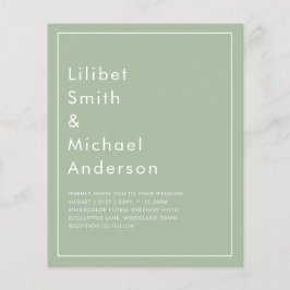 Flyer BODA DE PRESUPUESTO Sage Apple Green Monocrome Tex