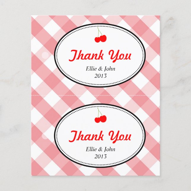 Flyer Boda de regalo de gingham rosa etiqueta de colgar (Frente)