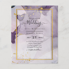 Flyer Boda de resumen de tinta para alcohol púrpura y po