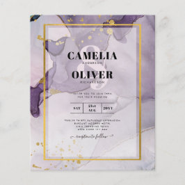 Flyer Boda de resumen de tinta para alcohol púrpura y po