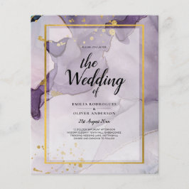 Flyer Boda de resumen de tinta para alcohol púrpura y po