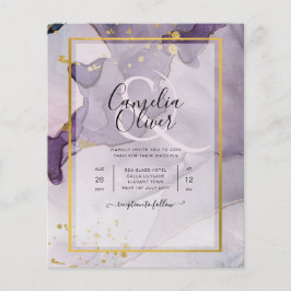 Flyer Boda de resumen de tinta para alcohol púrpura y po