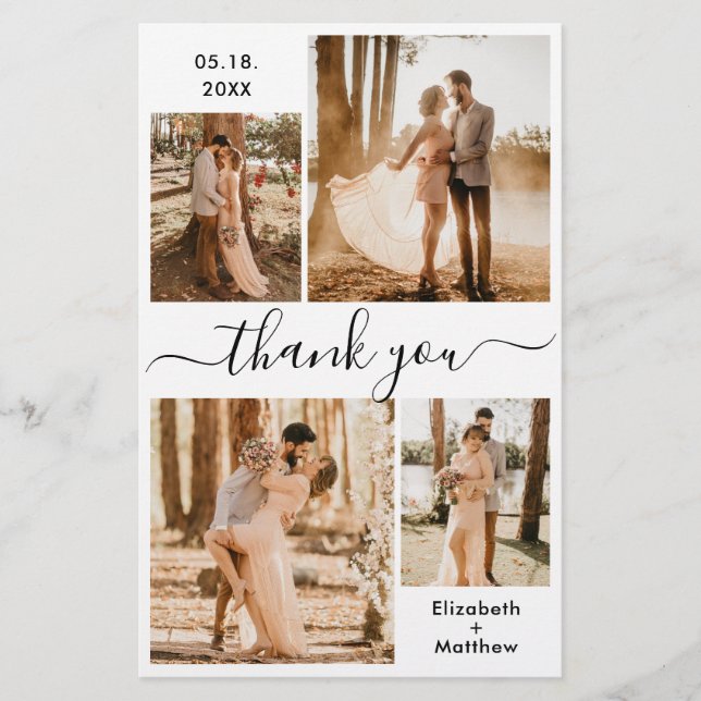 Flyer Boda de script de Moda presupuestaria Gracias Vola (Frente)