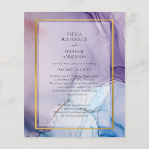 Flyer Boda de tinta azul marino morado polvoriento INVIT