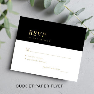 Flyer Boda de tipografía negra dorada elegante con presu