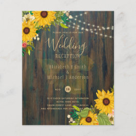 Flyer Boda de verano de girasoles de madera rústica