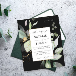 Flyer Boda de verde de oro brillante de eucalipto de pre