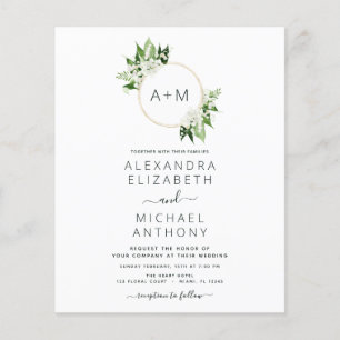 Flyer Boda de verde esmeralda monograma de presupuesto