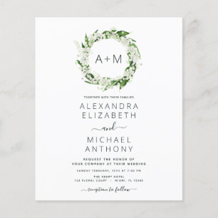 Flyer Boda de verde esmeralda monograma de presupuesto