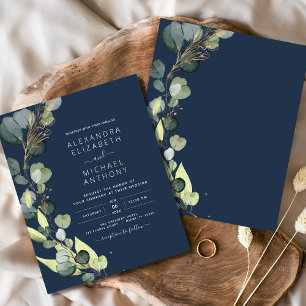 Flyer Boda de Verdor Azul de la Marina de Eucalipto Pres