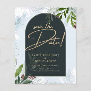 Flyer Boda de Verdor de Invierno Moderno Gold Save Date