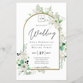 Flyer Boda de Verdor de Rosas Blancas Esmeraldas