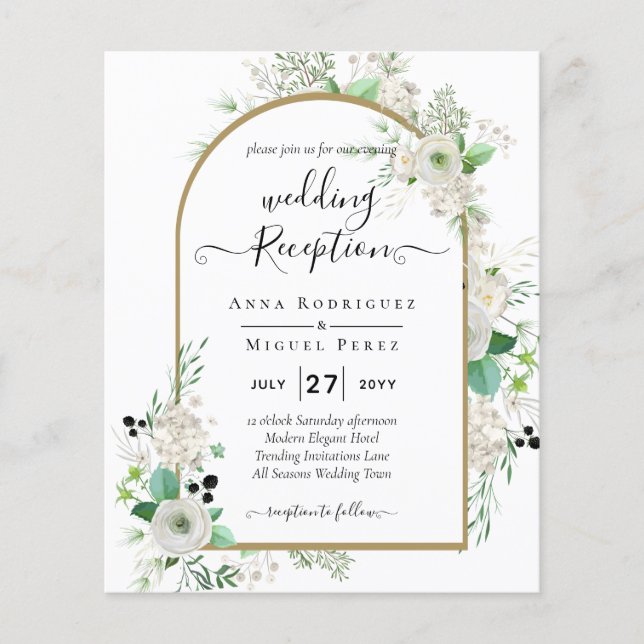 Flyer Boda de Verdor de Rosas Blancas Esmeraldas (Frente)