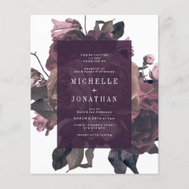 Flyer Boda de Vintage de Rosas de Antigüedades Púrpura P