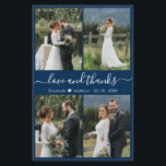 Flyer Boda del Collage Blanco de la Armada Presupuestari<br><div class="desc">Elegante, minimalista marina y mano blanca escrita a mano 4 collage de fotos boda personalizado gracias a la tarjeta personalizada asequible de bajo presupuesto THIN. ***POR FAVOR NOTE, DESPLAZARSE PARA MÁS INFORMACIÓN!** Elegante boda de agradecimiento plantilla de tarjeta con cuatro (4) fotos en la parte delantera y una (1) foto...</div>