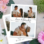 Flyer Boda del Collage de Caligrafía Presupuestaria Grac<br><div class="desc">Presupuesto, Elegante, Boho Modern Boda (3) Collage de fotos "Amor y Gracias" Script personalizado de bajo presupuesto boda gracias volante. Elegante plantilla de agradecimiento boda con 3 fotos en la parte delantera y una en la parte posterior. ***POR FAVOR, TEN EN CUENTA QUE! *** PAPEL PRESUPUESTARIO/VOLADOR ES PAPEL DELGADO. NO...</div>
