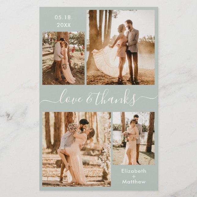 Flyer Boda del Collage Verde de Budget Sage Gracias Flye (Frente)