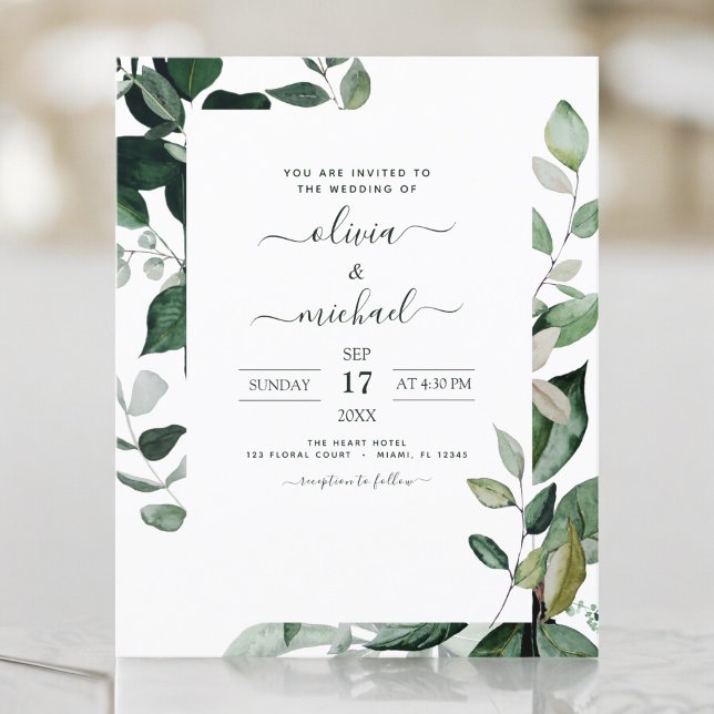 Flyer Boda del follaje de vegetación botánica de presupu (Subido por el creador)