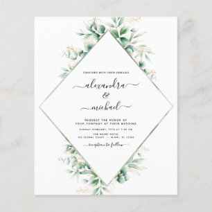 Flyer Boda elegante con eucalipto económico
