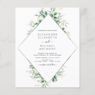 Flyer Boda elegante con eucalipto económico